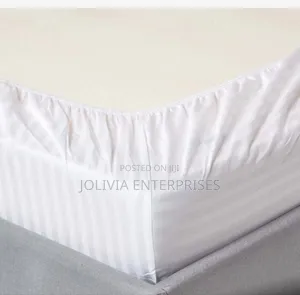 Hotel Quality White Stripped Fitted Bedsheet Set