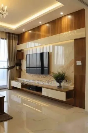 Tv Stand/Fluted Panels/Mable Sheet/Snake Light