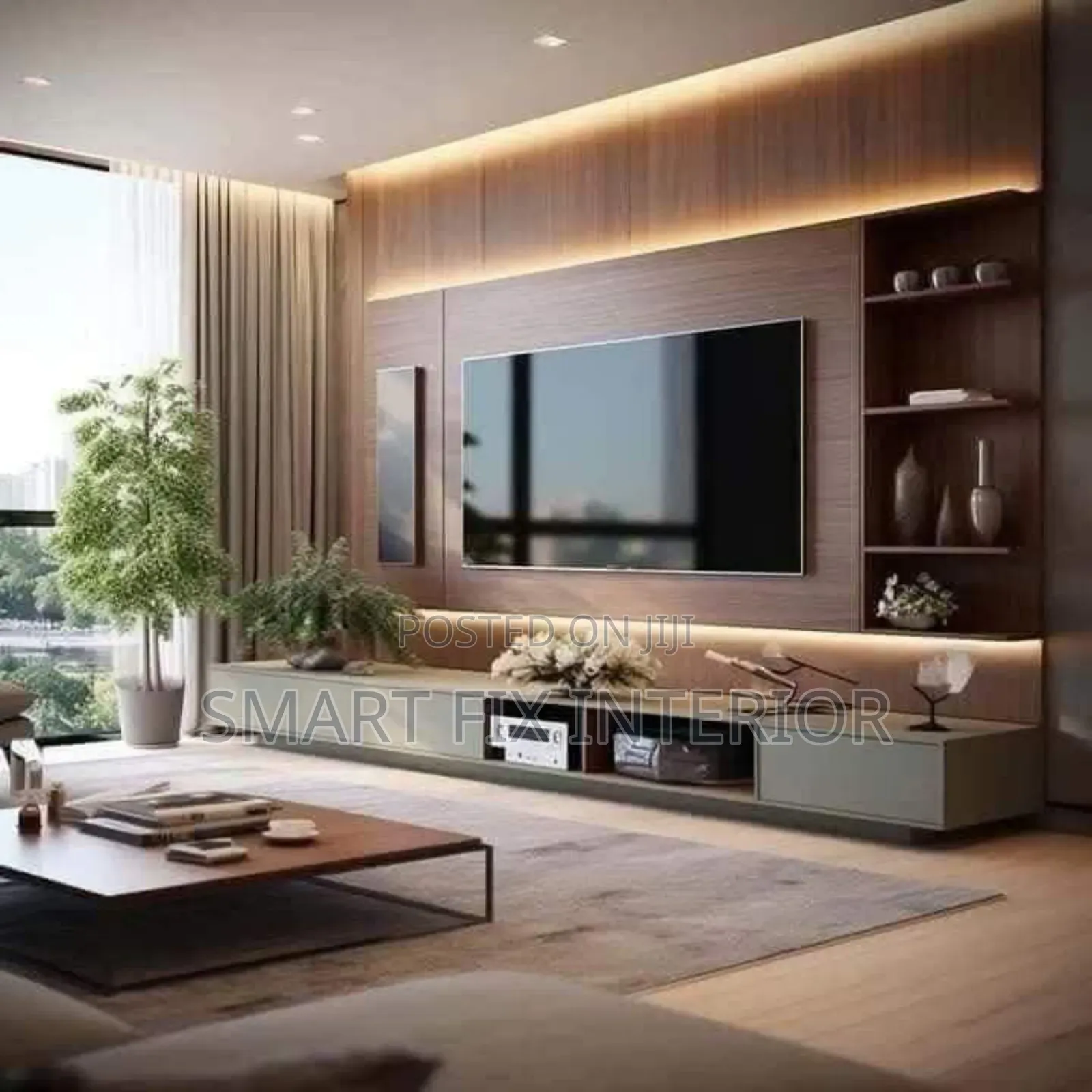 Tv Stand/Fluted Panels/Mable Sheet/Snake Light