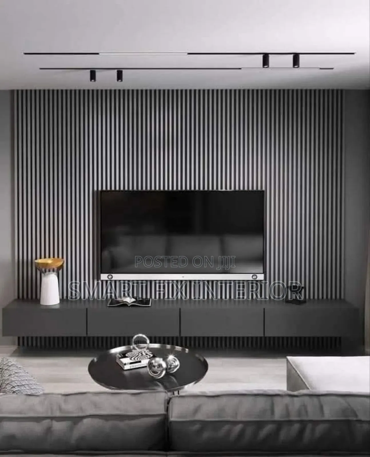 Tv Stand/Fluted Panels/Mable Sheet/Snake Light
