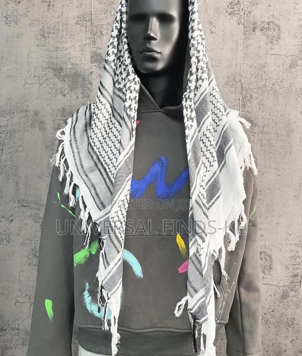 Arab Black and White Kufiya Arafat^Unisex - thumbnail 3