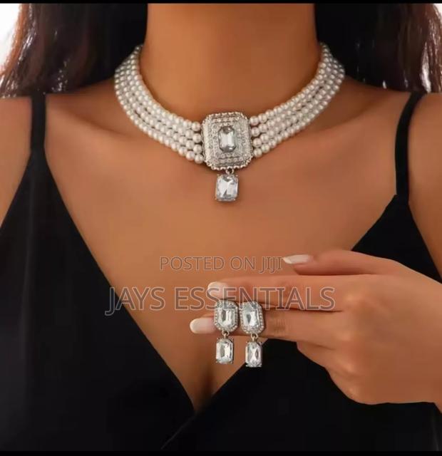 Pearl Necklace and Earrings Set - main view