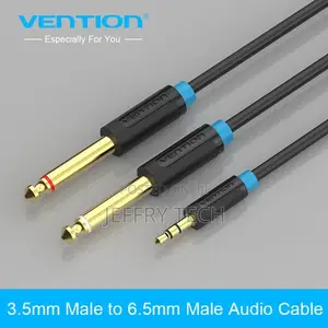 Vention Bacbd 0.5m 3.5mm Jack Plug to Double 6.5mm