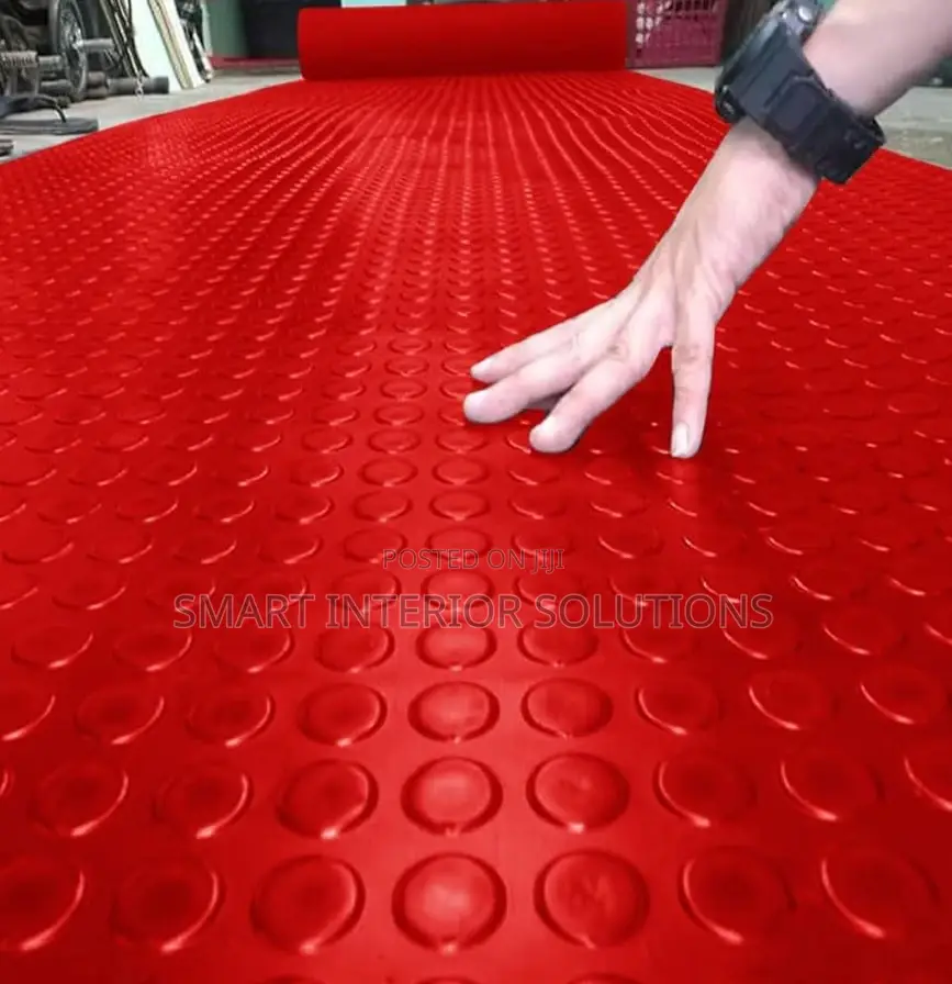 Red Anti-Slip Rubber Coin Carpet