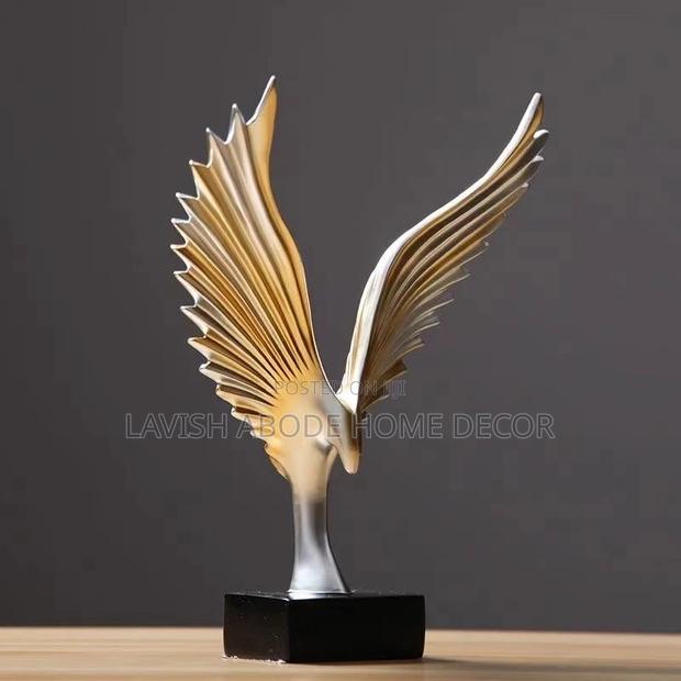 Eagle Resin Sculpture for Interior Decor Silver and Gold