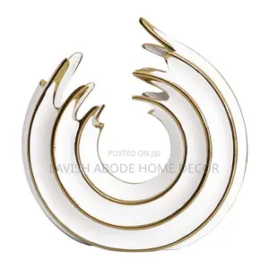 Ceramic Sea Wave White Gold Decor - A Pair