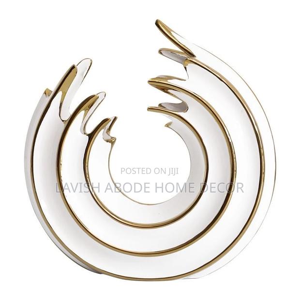 Ceramic Sea Wave White Gold Decor - A Pair - thumbnail 3