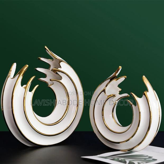 Ceramic Sea Wave White Gold Decor - A Pair - thumbnail 2