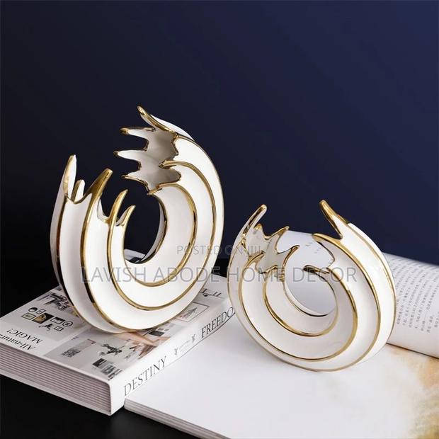 Ceramic Sea Wave White Gold Decor - A Pair - main view