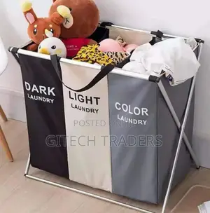 3 Compartment Foldable Laundry Basket