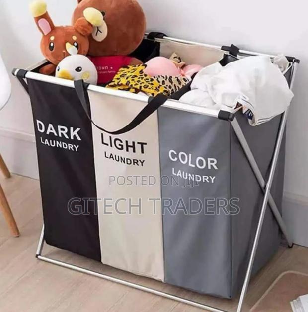 3 Compartment Foldable Laundry Basket