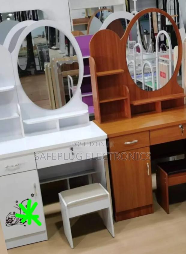 Executive White Dressing Table With Mirror Stool - main view