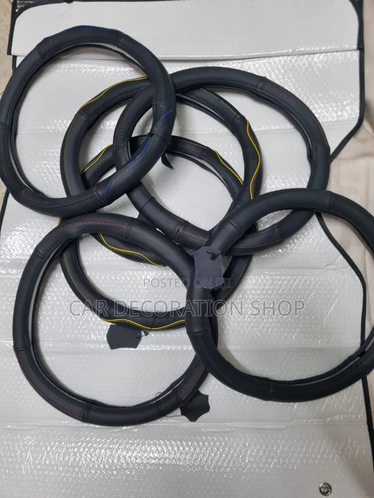 Heavy Black Leather Steering Covers