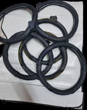 Heavy Black Leather Steering Covers