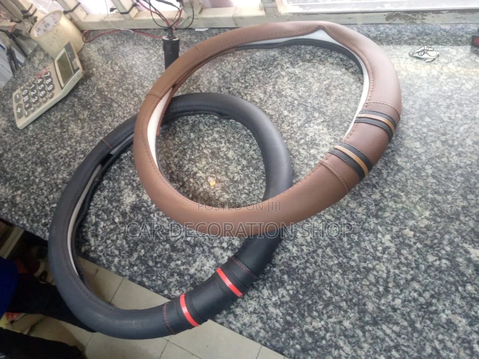 Heavy Black Leather Steering Covers