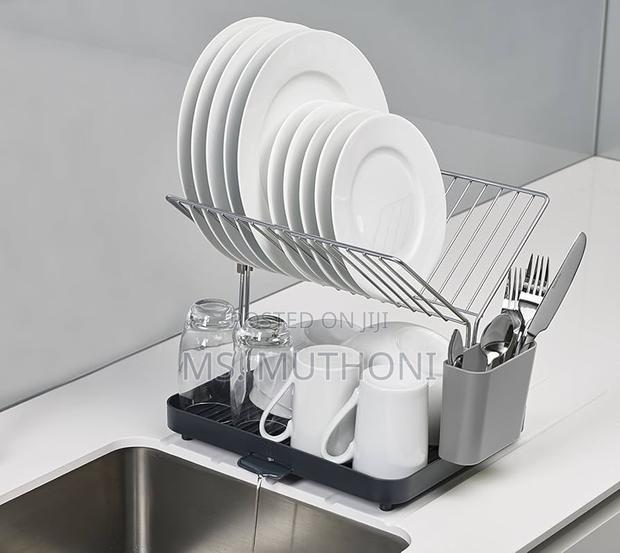 2 Tier Self Draining Dish Drainer Rack