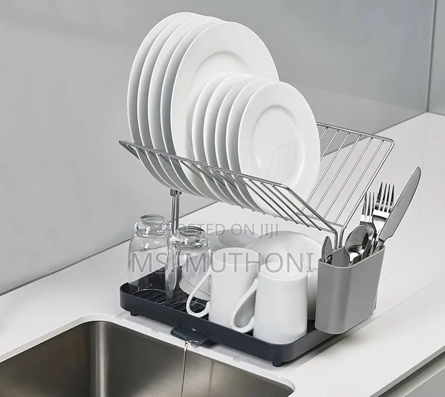 2 Tier Self Draining Dish Drainer Rack