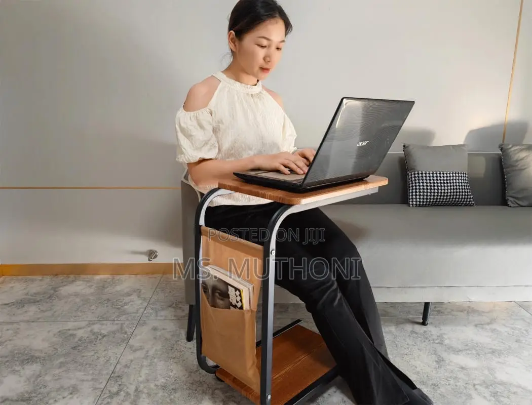 Brown Top 2 Layer Trolley Side Table