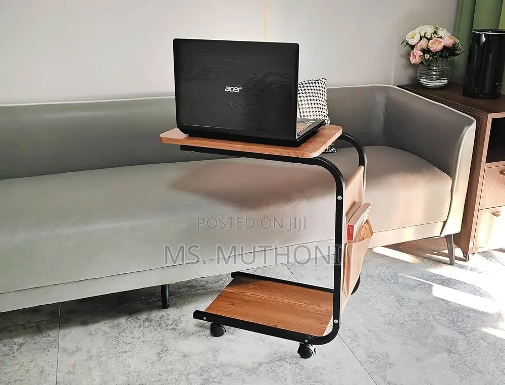 Brown Top 2 Layer Trolley Side Table