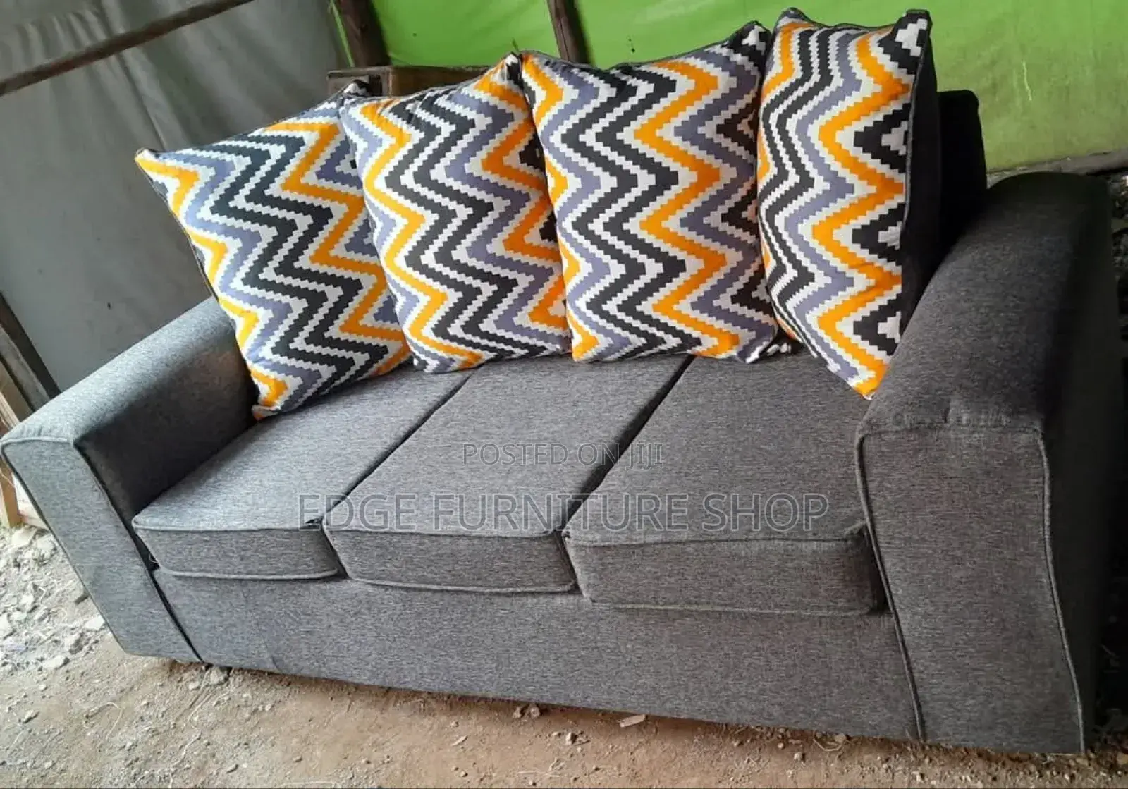 Flowered Grey Three Seater Sofa Set on Sale