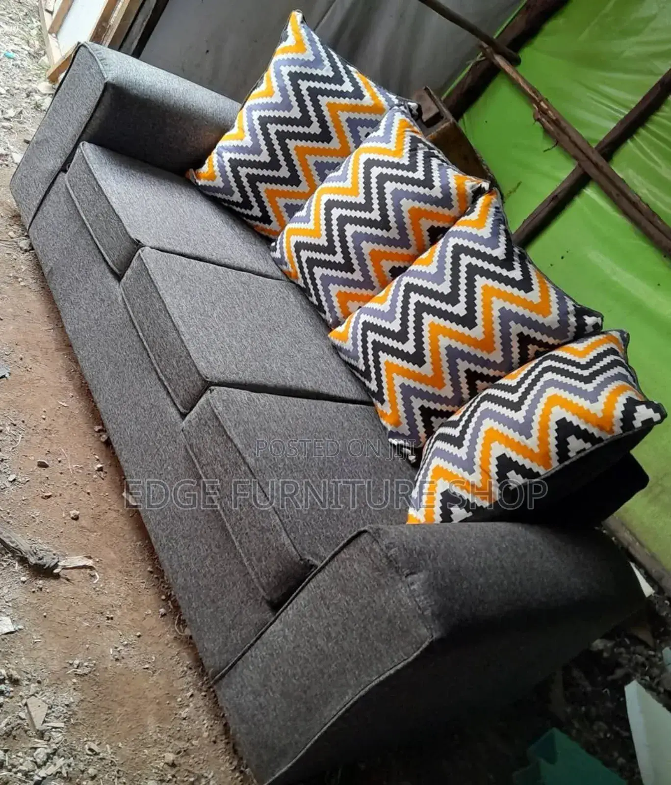 Flowered Grey Three Seater Sofa Set on Sale