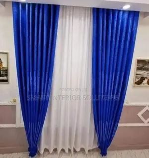 Blue Patterned Curtain