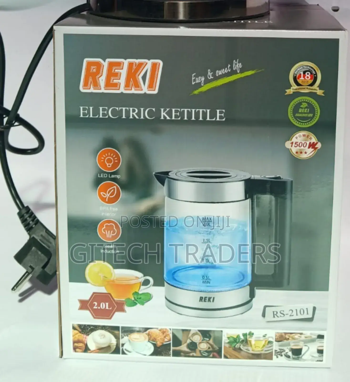 Reki Electric Glass Kettle 2.2l