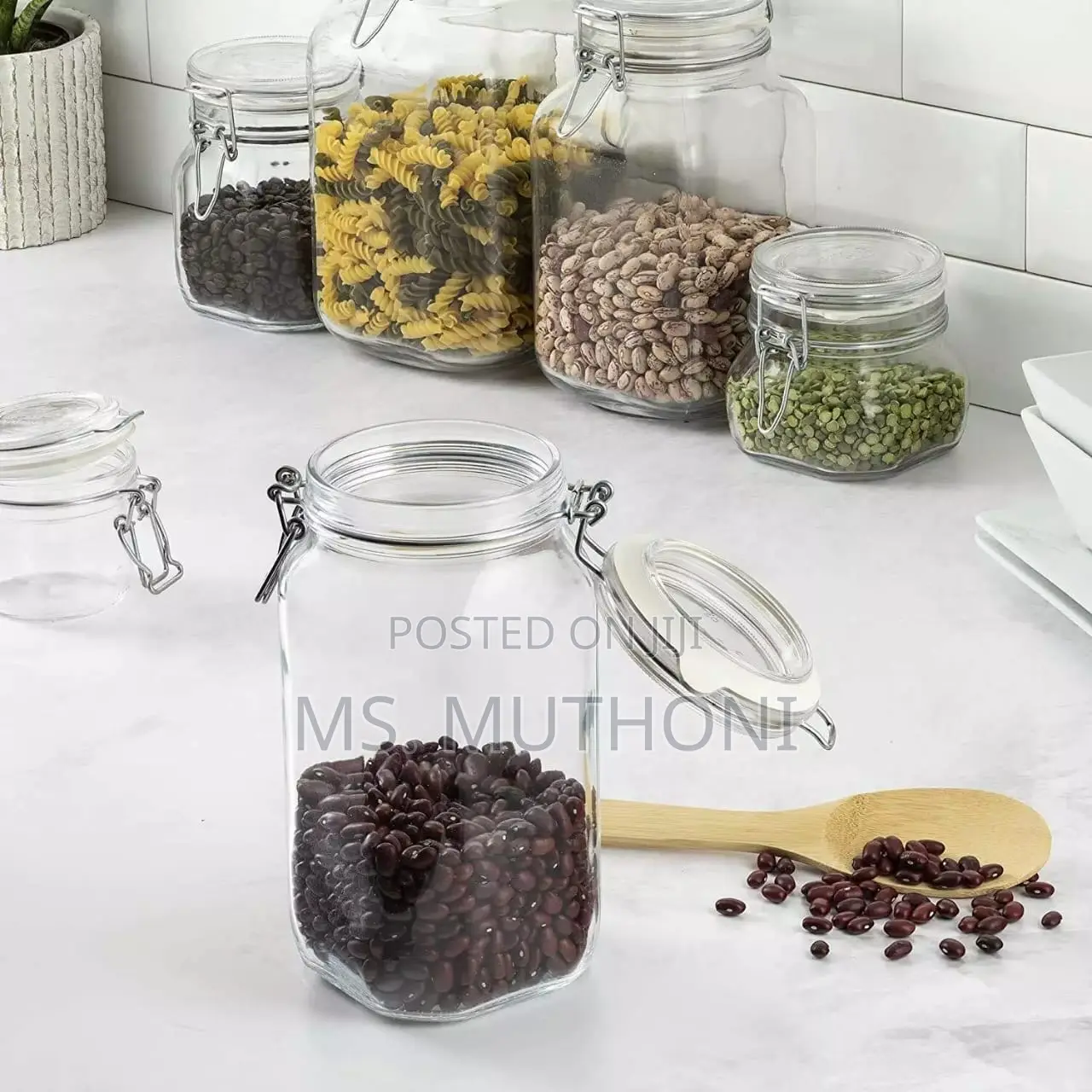 *Air Tight Canister Set Made of Hardened Glass