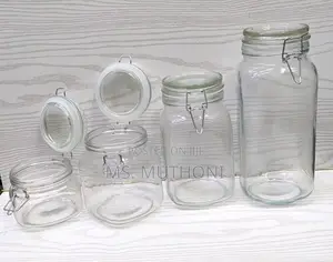 *Air Tight Canister Set Made of Hardened Glass