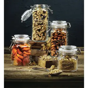 *Air Tight Canister Set Made of Hardened Glass