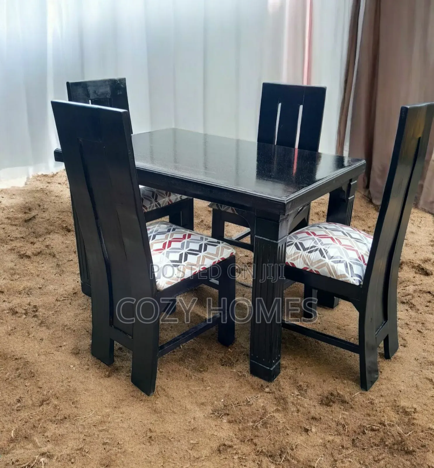 Dining Table, an Artistic 4 Seater Dining Set in Black