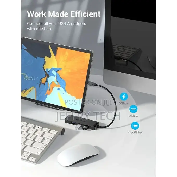 Vention Type-C to 4-Port Usb 3.0 Hub With Power Supply