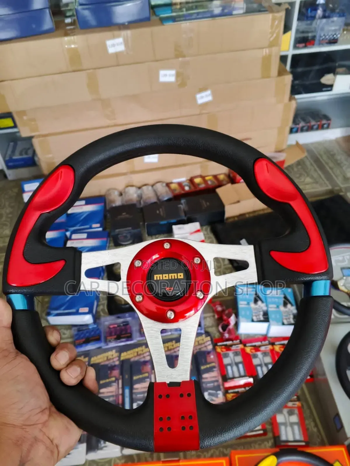 Complete Red Black Momo Steering Wheel Withboss Kit Adapter