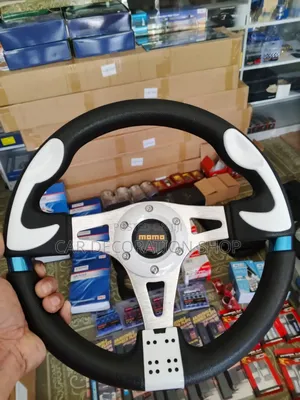 White Black Momo Steering With Boss Kit Adapter