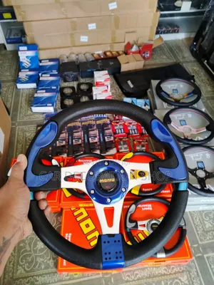Blue Black Momo Steering Wheel With Boss Kit Adapter Fit