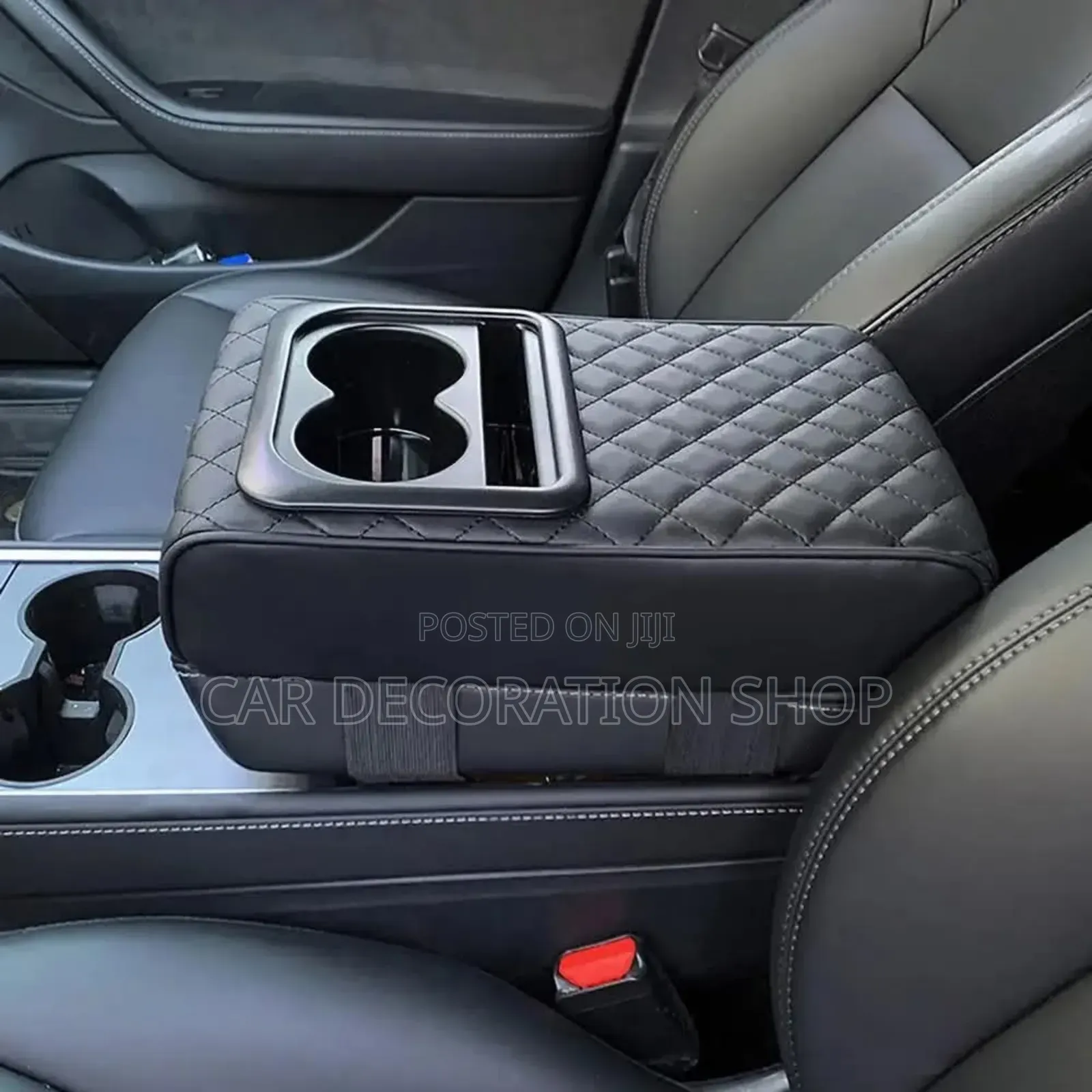 Black Leather Armrest Clip on Cover Top With Cupholder