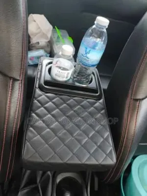 Black Leather Armrest Clip on Cover Top With Cupholder
