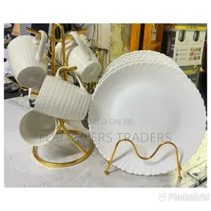 6 PCS Plates White and 6 PCS Mugs