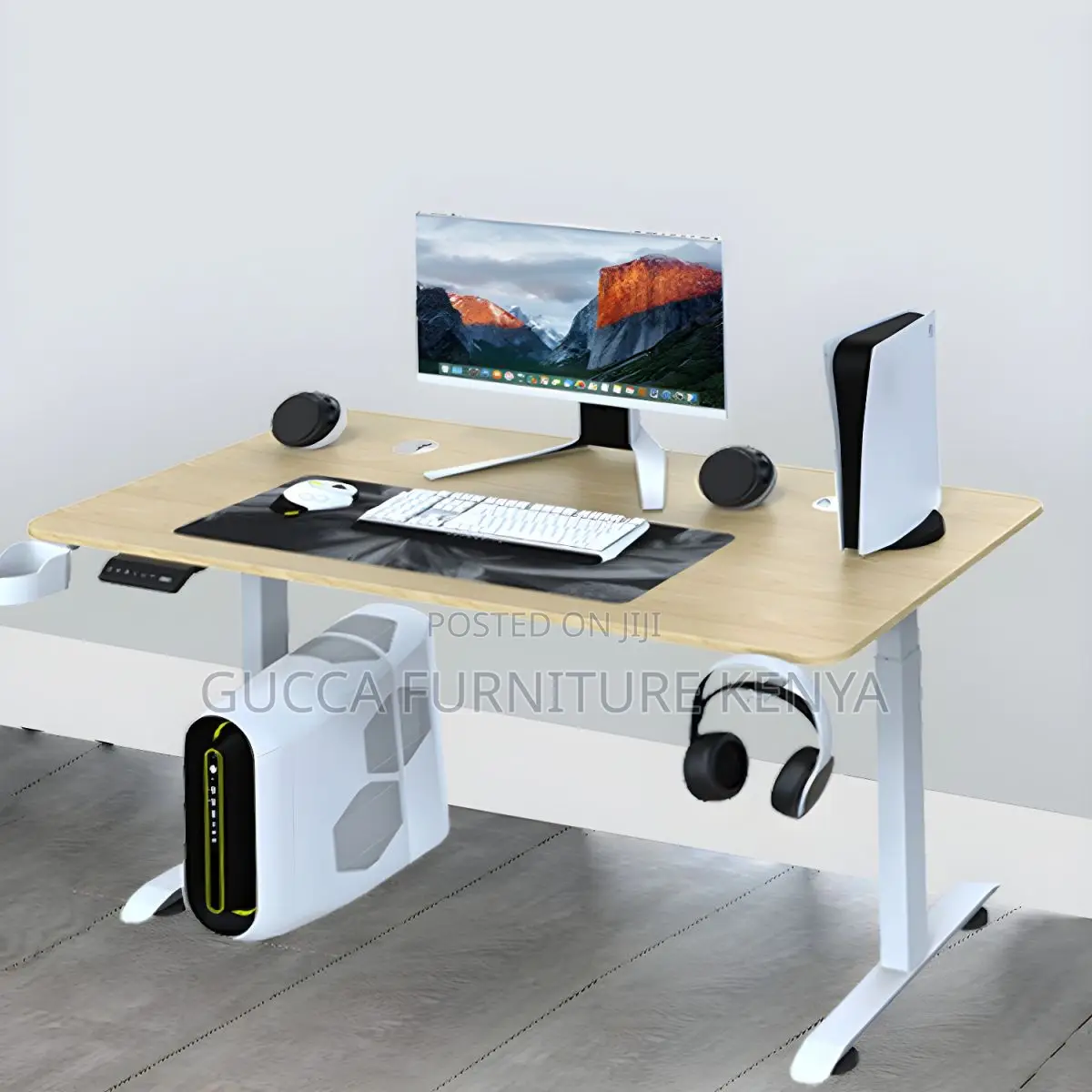 Office Tables: 160cm Standing Office Desk With Metal Legs