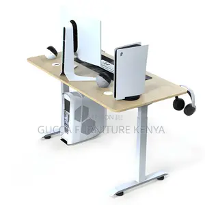 Office Tables: 160cm Standing Office Desk With Metal Legs