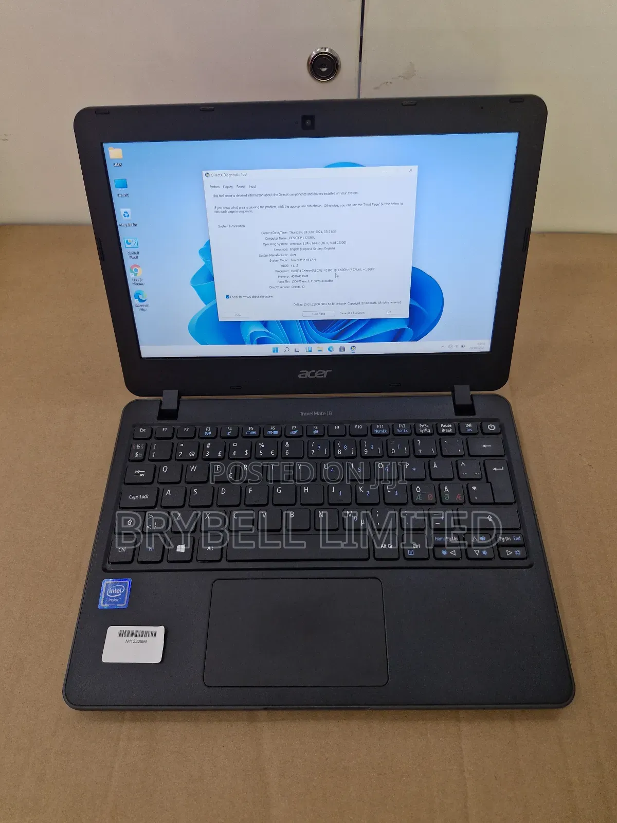 New Laptop Acer TravelMate B 4GB Intel Celeron HDD+SSD 72GB