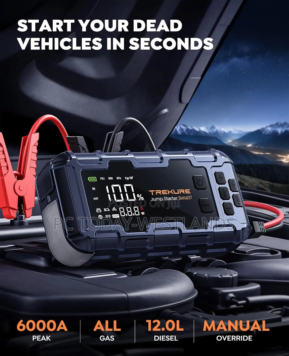 Car Battery Jump Starter With Air Compressor 6000a 160psi
