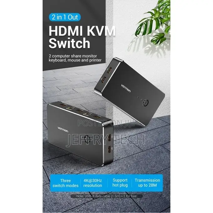 Vention 2 in 1 Out Hdmi KVM Switch Black Metal Type