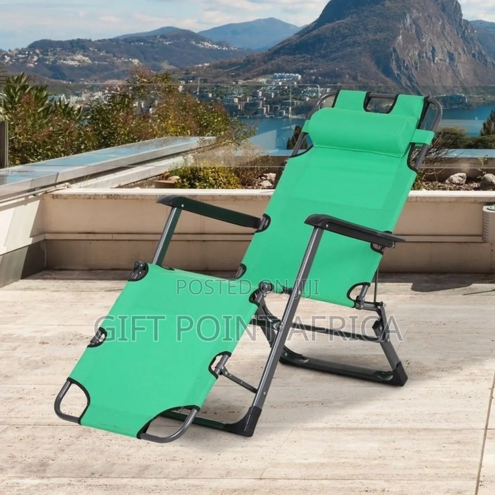 Green 2 in 1 Folding Lounge Chair for Outdoor