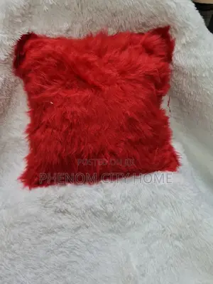 Brown and Red Faux Fur Throwpillow Covers
