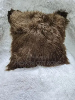 Brown and Red Faux Fur Throwpillow Covers