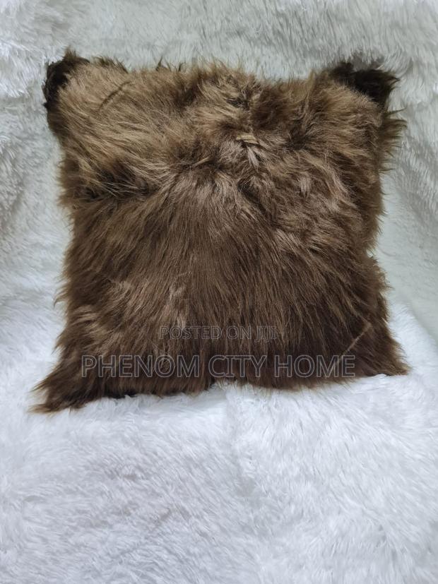 Brown and Red Faux Fur Throwpillow Covers - thumbnail 3