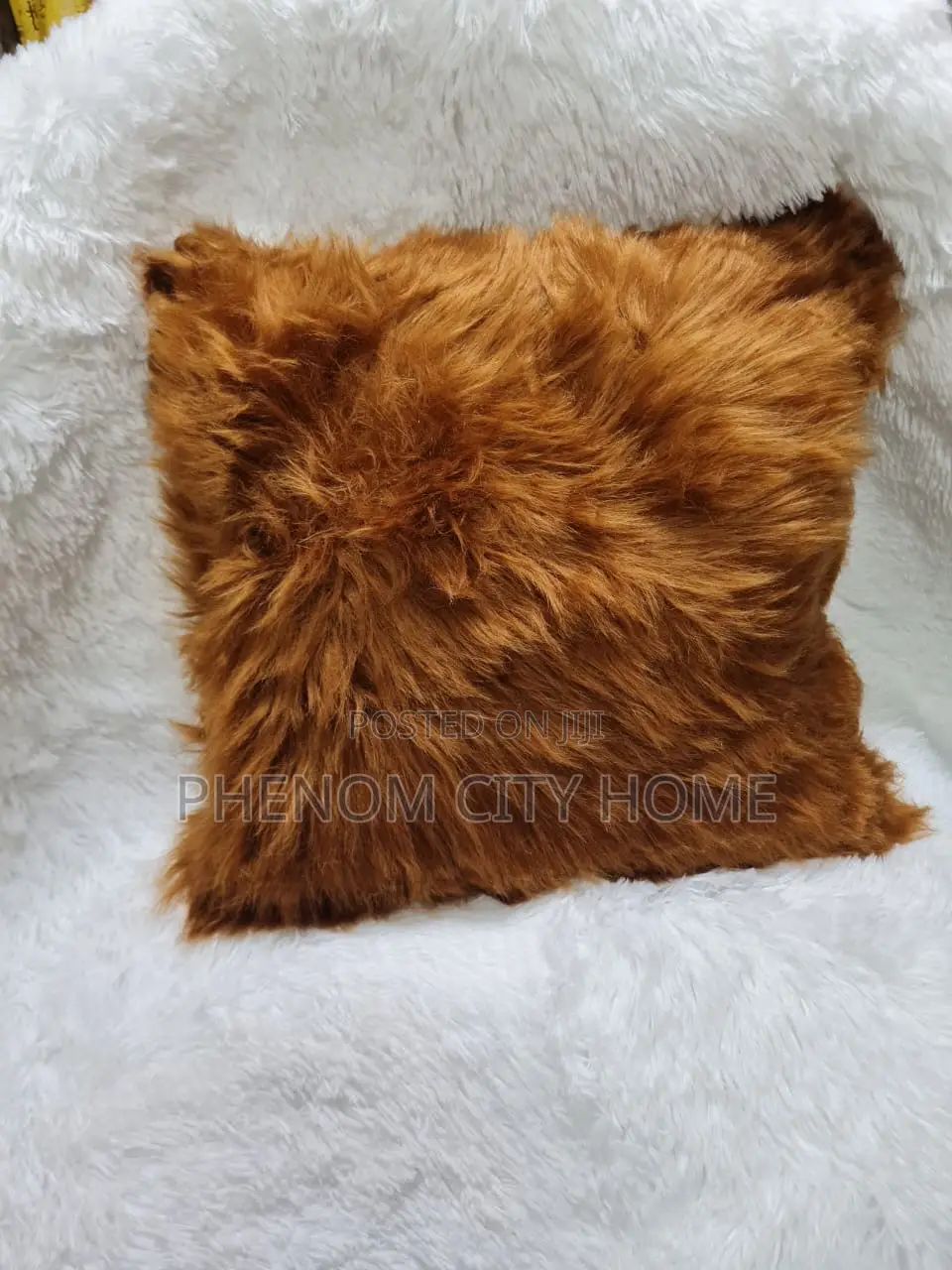 Brown and Red Faux Fur Throwpillow Covers