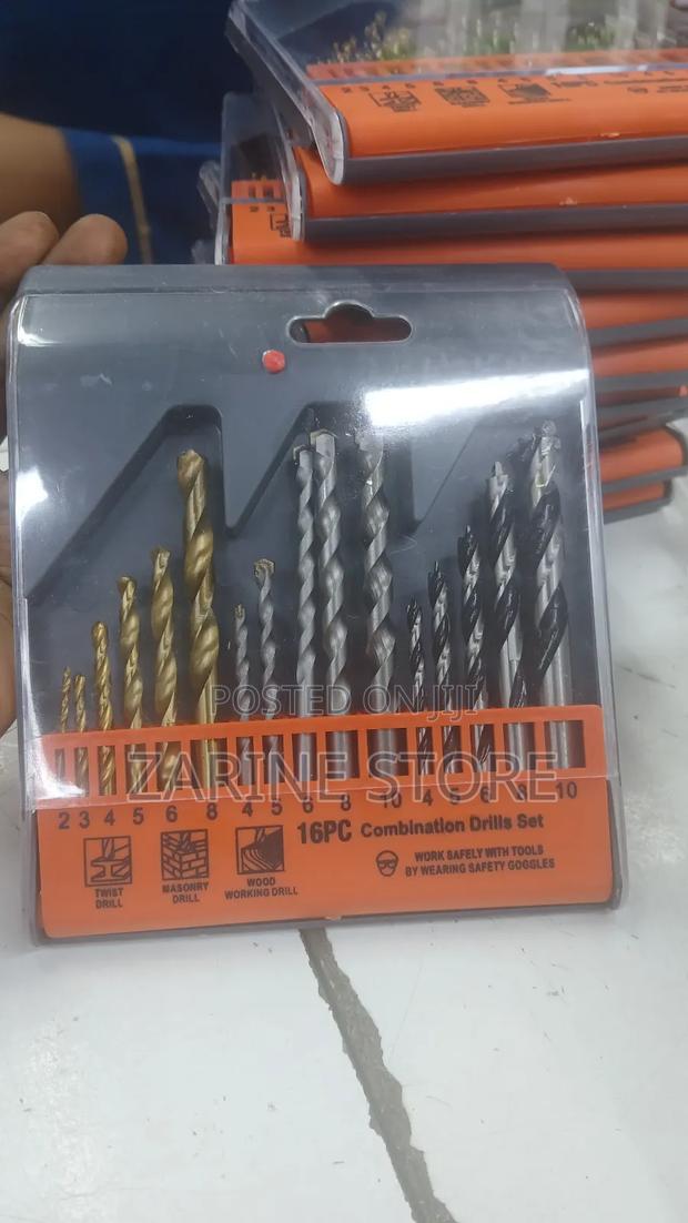 16 PCS Set of Drill Bits Masonry Wood and Twist Drill Set
