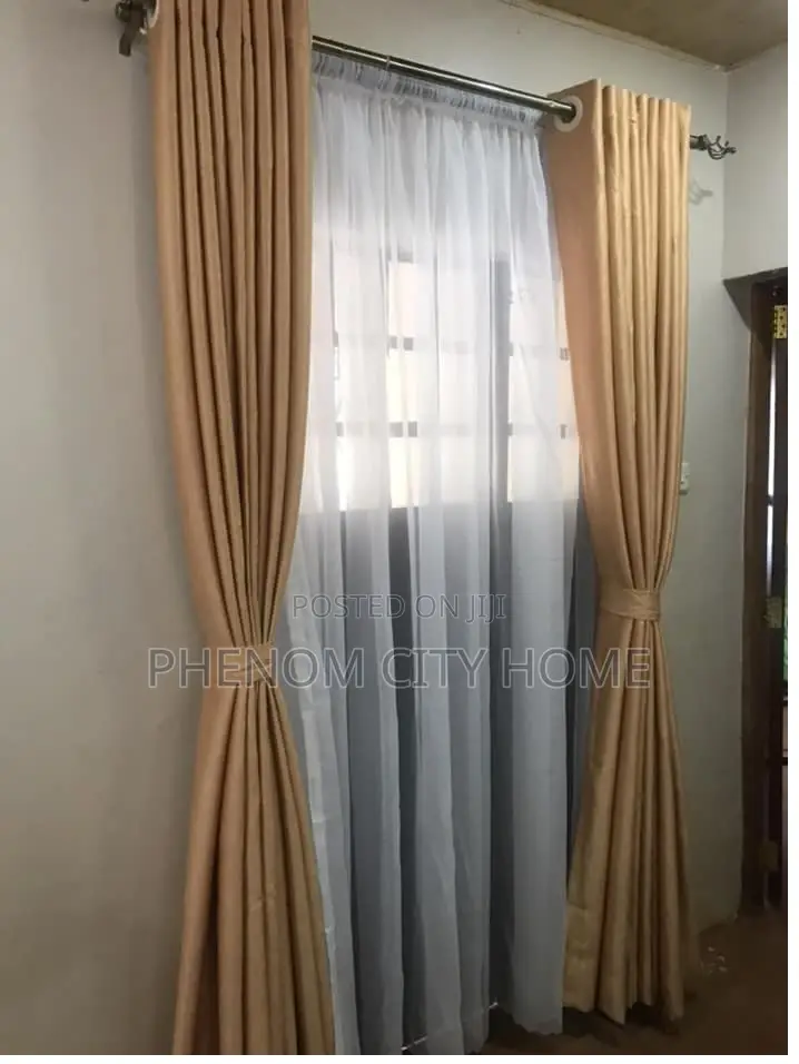 Beige Quality Curtains Set Available
